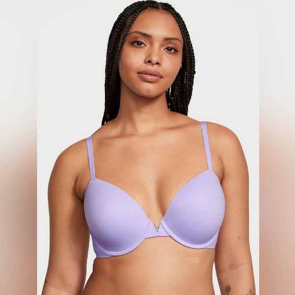 Victoria's Secret Lined Demi Smooth Plunge Lavender Purple Gold Love Cloud Bra - Picture 1 of 10